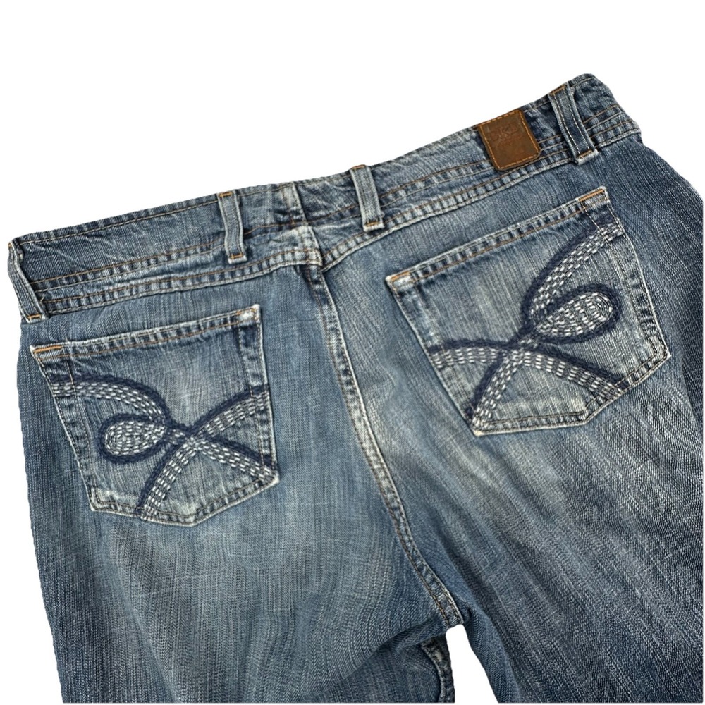 BKE Women's Faded Blue Bootcut Jeans with Embroidered Back Pockets